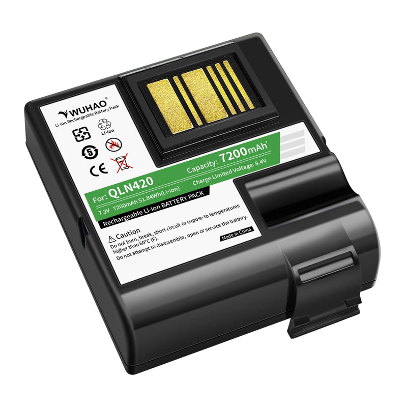 [Australia - AusPower] - WUHAO QLN420 ZQ630 Battery Upgraded 7200mAh for Zebra QLN420 ZQ630 ZQ63-AUWA000-00 ZQ63-ACFAC10-00 Barcode Label Printer Replacement Battery P1050667-016 BTRY-MPP-68MA1-01 