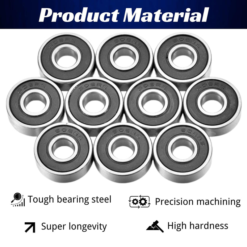 [Australia - AusPower] - 608 2RS Bearings, 20 Pack 608 Bearing, 8x22x7mm RS Ball Bearing Grease Seal Assembly Roller Skateboard Bearings, Double Rubber Sealed Miniature Deep Groove Ball Bearing 