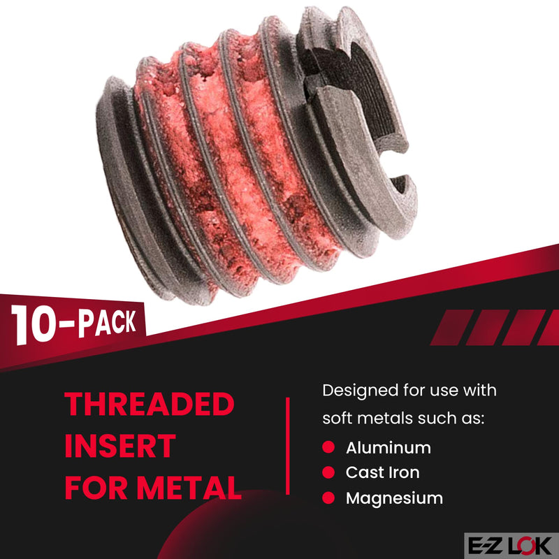 [Australia - AusPower] - E-Z Lok Externally Threaded Insert, C12L14 Carbon Steel, Meets AISI 12L14, 1/4"-20 Internal Threads, 7/16"-14 External Threads, 0.437" Length, Made in US (Pack of 10) 
