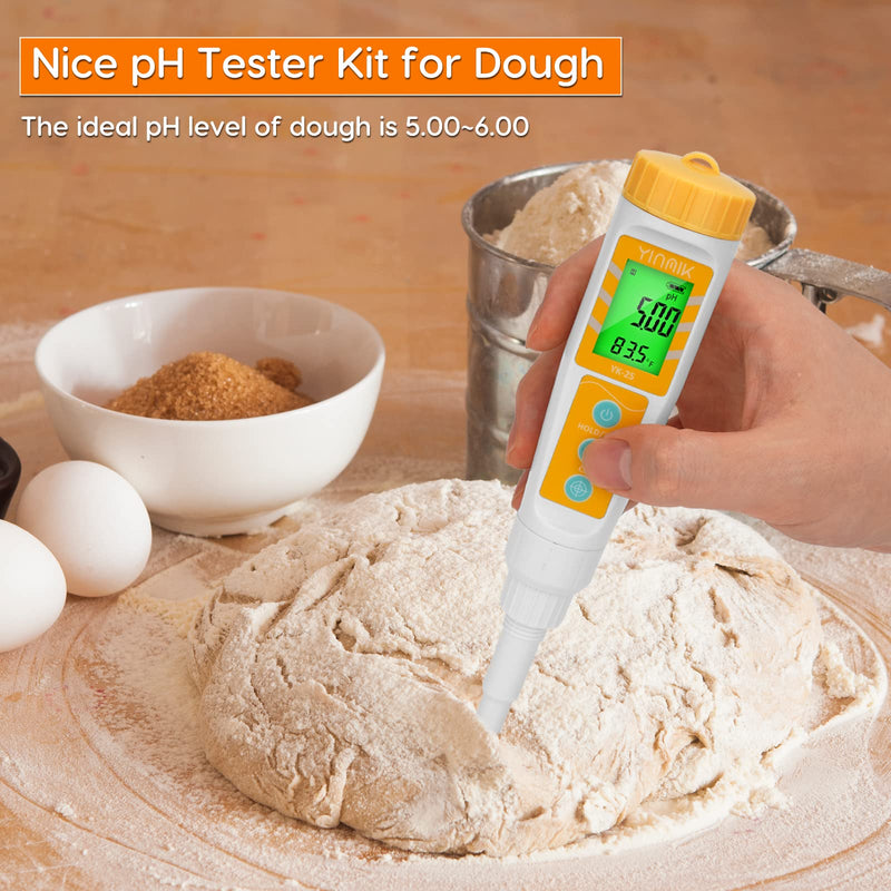 [Australia - AusPower] - Food pH Meter with Extra pH Replaceable Probe,Digital pH Tester for Sourdough and Bread,Food pH Tester for Meat,Canning,Cheese,Solid Samples, Soft Soil and Water pH Meter with Extra pH Probe 