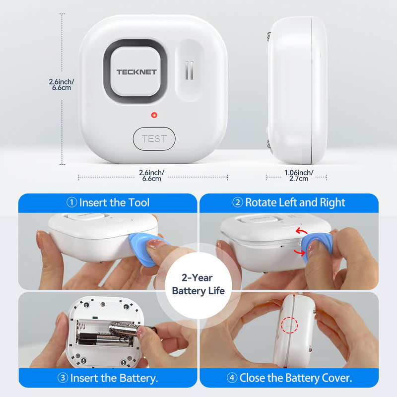 [Australia - AusPower] - TECKNET WiFi Water Leak Detectors, Leak & Drip Alert with APP Push and Sound Alarm, Smart Water Sensor with 120dB Adjustable Alarm, for Home Kitchen Bathroom Basement (2 Pack, Battery Included) 2 
