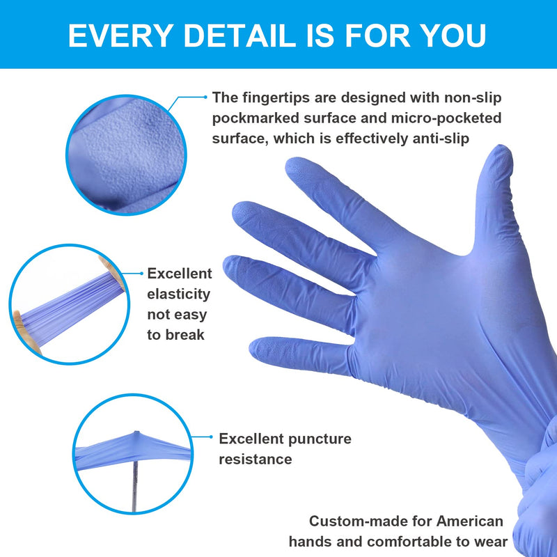 [Australia - AusPower] - FINITEX Nitrile Disposable Gloves Medical Exam Gloves - 100/1000 PCS Latex-free Examination Purple Chemo Food Gloves Ice Blue(medium 100) 