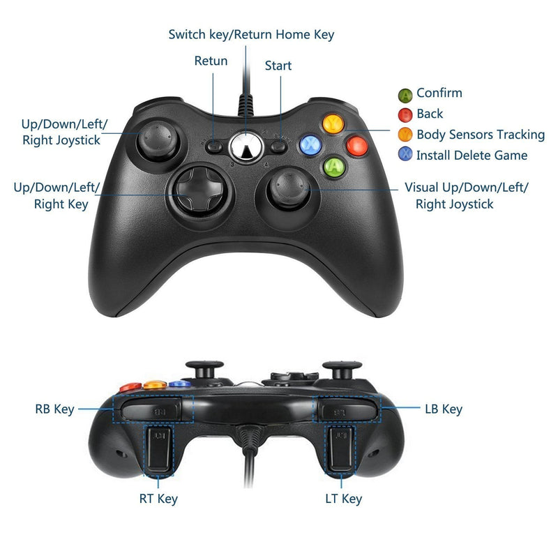 [Australia - AusPower] - Xbox 360 Wired controller Gamepad Controller for Xbox 360(Black) 