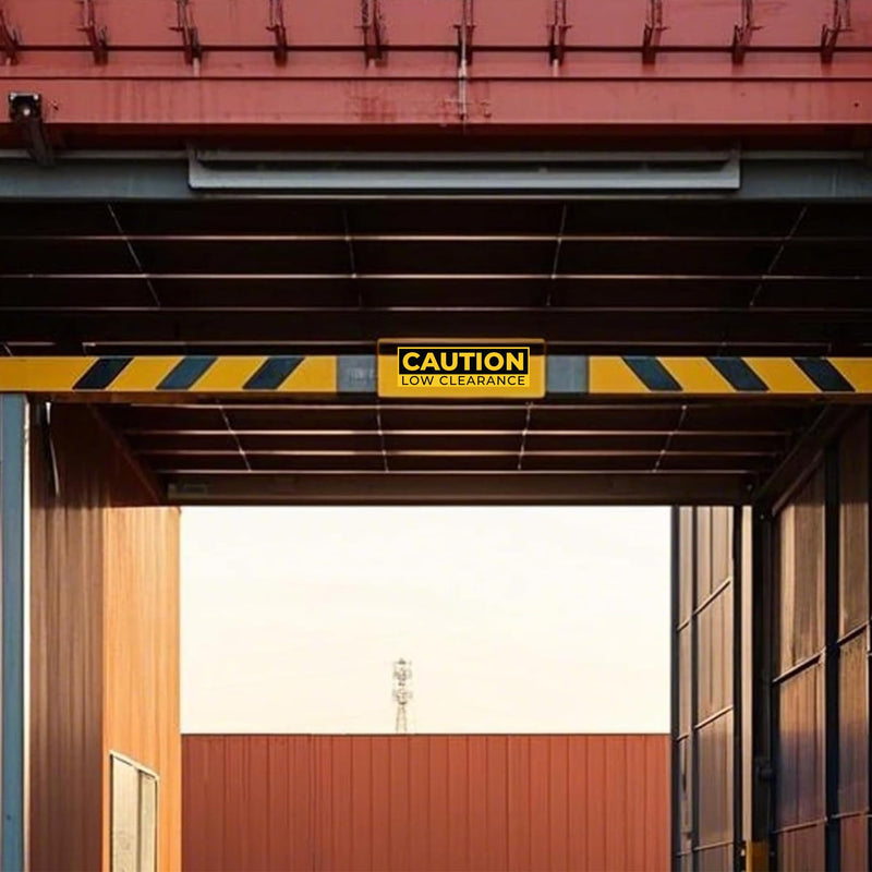 3 x Caution Low Clearance Signs – Watch Your Head Low Overhead Clearance – 10 x 3 Vinyl Labels – Self-Adhesive, Non-Rusting, Weatherproof, Waterproof Decals for Roads, Fields, Business, Shops, Warehouses, Construction Sites