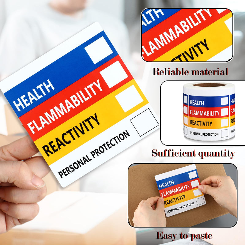 500 Pcs SDS Stickers for Chemical Safety Data, Hazardous Material Identification Label, 4" x 4" for Chemical Identifying Hazards Decals Himg Write in Labels 4" x 4"