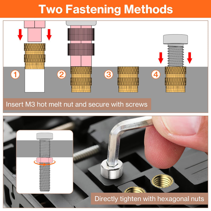Preciva M3 Threaded Inserts Set, 360Pcs Heat Set Bolts Nuts with M3 Insert Tip and 60W Digital Soldering Iron, for 3D Printer Parts or Plastic Parts