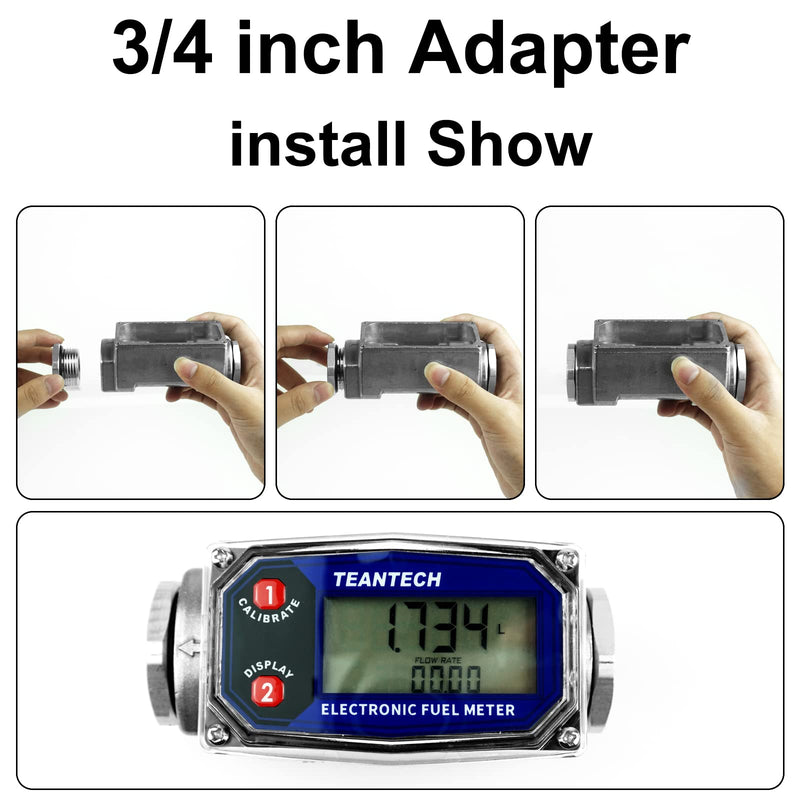 [Australia - AusPower] - Turbine Flow Meter 3/4" inch Digital LCD Display with NPT Counter Oil Flowmeter Kerosene Diesel Fuel Flow for Measure Diesel Kerosene Gasoline 3/4 inch Blue black 
