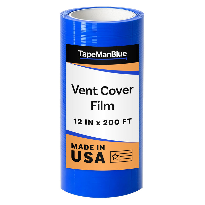 TapeManBlue Vent Cover Film, 12 inch x 200 feet, Perforated for Easy Use, Made in USA, Blue Self Adhesive Protective Film for HVAC Vents and Floor Registers with Clean Removal