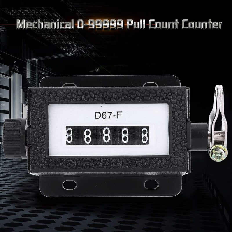 Mechanical Counter, 5-Digit 0-99999 Pull Number Counter Rotating Knob, Resettable Black Mechanical Counter with Spring, with Lever