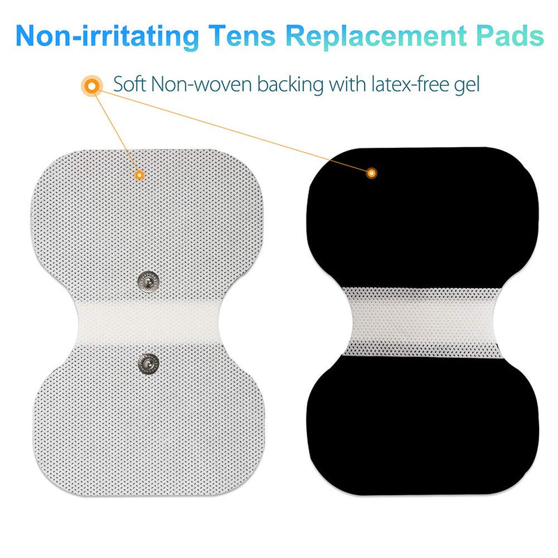 LotFancy TENS Unit Pads 4.3” X 6”, 4Pcs Snap Electrode Pads Large, Butterfly Shape, Reusable, Self-adhesive