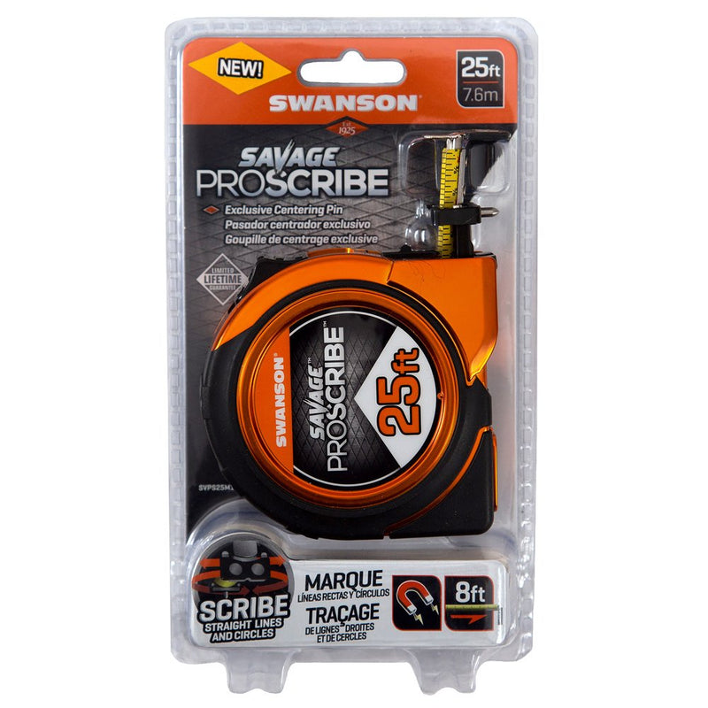 [Australia - AusPower] - Swanson Tool SVPS25M1 25-Feet Magnetic Savage Proscribe Tape Measure Tape Measures 7.6 m 