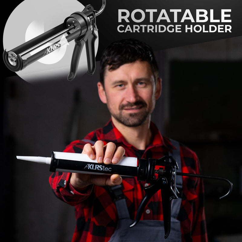 KLRStec Professional Caulking Gun [25:1 Thrust Ratio] Heavy Duty Caulk Gun for All Standard 10oz / 300ml / 1/10 Gallon Sealant and Adhesive Cartridges