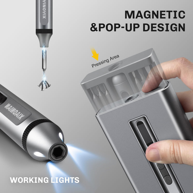 52 in 1 Electric Screwdriver Set,XIAONIAN 3.7V Mini Precision Screwdriver Set with 48 S2 Magnetic Bits,USB-C Charging Cable,LED Light,Small Repair Tool Kit for Phone,Watch,Eyeglasses,PC,Camera,Laptop 3-electronic-52 in 1
