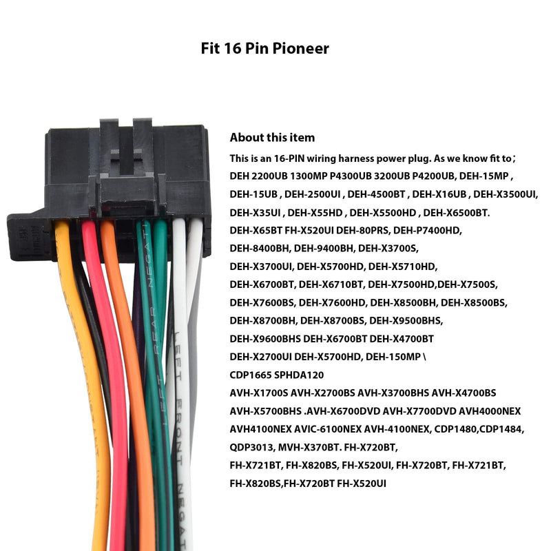 [Australia - AusPower] - RED WOLF 16 pin Pioneer Wiring Harness Radio Stereo Connector Plug Cable for Aftermarket Radio Pioneer DEH AVH AVIC MVH FH SPH 
