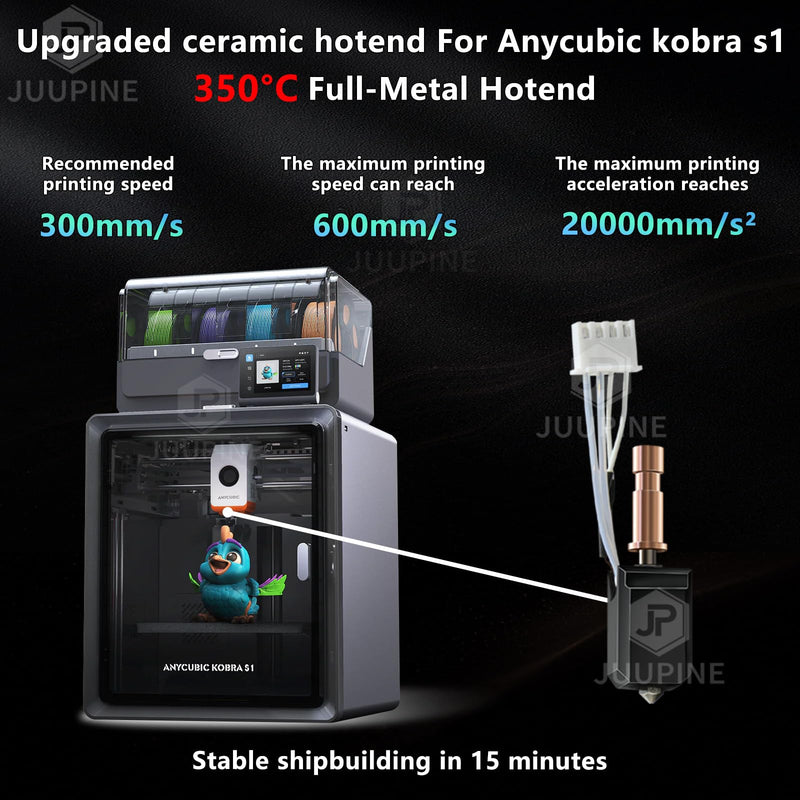 Upgraded 3 Pack Hardened Ceramic Hotend for Kobra S1 Combo 0.2MM 0.4MM 0.6MM Stainless Steel Print Head Extruder Kit Hot End Heater Block Heating Rod Thermistor Nozzle for Anycubic Kobra S1/ACE Pro 0.2/0.4/0.6mmm Kobra s1 Ceramic hotend