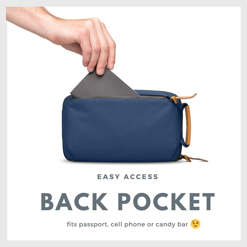 [Australia - AusPower] - Tech Bag Organizer - Small Electronics Organizer Pouch for Travel - Premium Travel Case with Leather Accents - Mesh Pocket for Cables, Cords and Chargers (Navy) Navy 