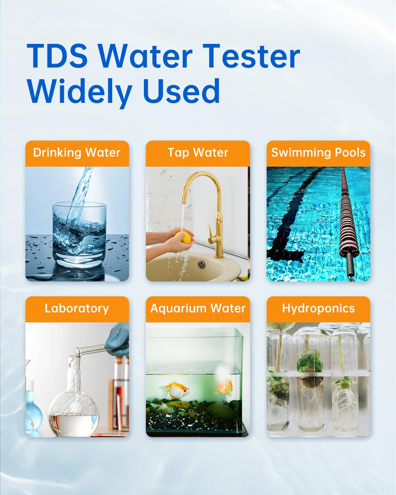 [Australia - AusPower] - 4 in 1 TDS Meter, 0-9999 PPM, Water Tester for Drinking Water, TDS Water Tester/EC/Temp(℃,℉), Pure Titanium Probe, High Precision Pen-Style Water Quality Meter, Ideal for Digital Water Quality Tester 0-9999ppm 