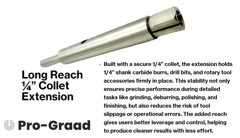 4" Long Reach Heavy Duty 1/4" Collet Extension Tool – Carbide Burr & Bit Holder for Die Grinder – Extended Reach for Engine Porting, Precision Grinding, Auto & Industrial Use 4" Length 1/4" Collet