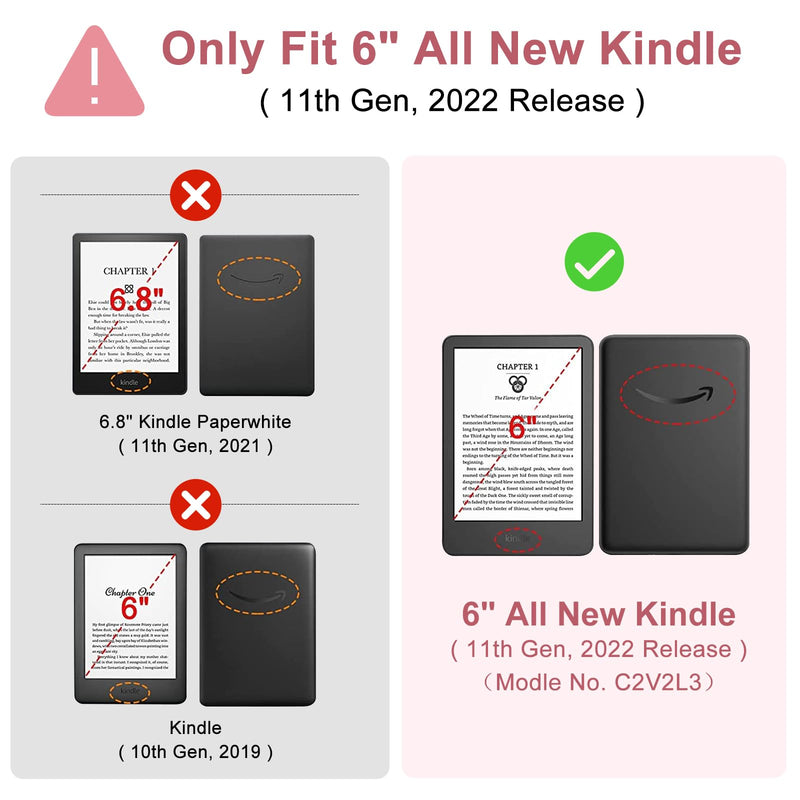 [Australia - AusPower] - TaIYanG Case for 6" All-New Kindle (11th Generation 2022 Release), Lightweight Slim Smart PU Leather Cover for 6 inch Kindle 2022 e-Reader (Not Fit Paperwhite 11th Gen 2021) Pink 