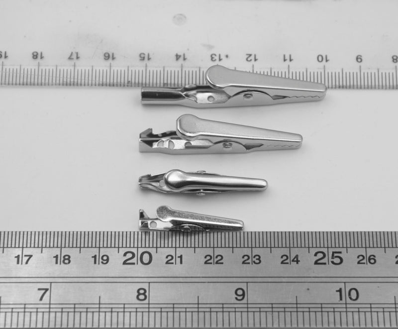 [Australia - AusPower] - Multipurpose Metal Mini Alligator Clips for Battery Test Lead Steel Crocodile Clamps, Place Card Holder,Silver Tone Nickel Plated Large/Midium/Small/Mini (51/45/35/28mm) 4 Sizes/100PCS All sizes 