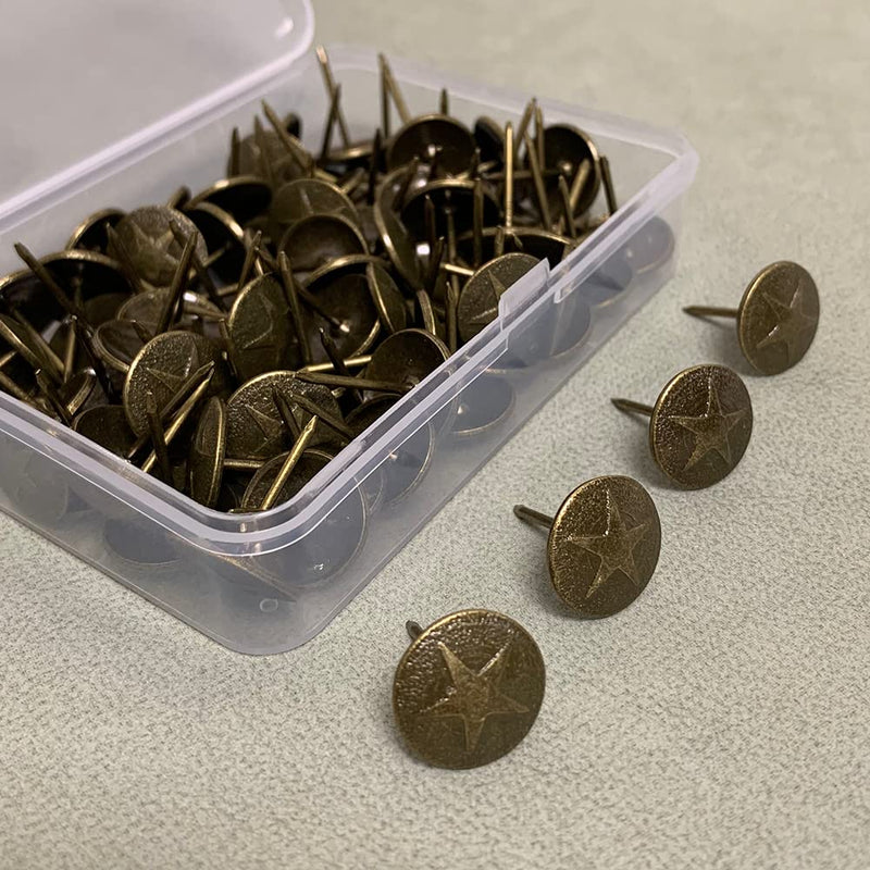 [Australia - AusPower] - Upholstery Tacks, Furniture Upholstery Nails for Decorative, 100 PCS 5/8 inch Upholstery Decorative Tack for Furniture DIY Decorative, Home Decor, Antique Brass 