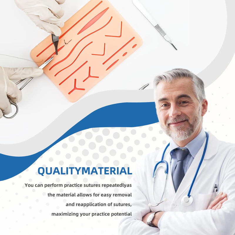 [Australia - AusPower] - Suture Pad 3 Layer Suture Practice Pad with Wounds Suture Practice Kit, Hard to Rip, Tear or Break for Medical and Vet Students Veterinarian Nurses Training and Practice (3 Pcs) 