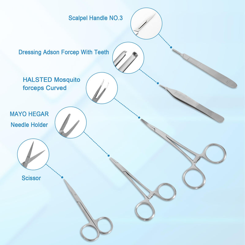 [Australia - AusPower] - Suture Practice Kit with Needle Plus Tools for Medical Student Training Only (12 Mixed Thread) 