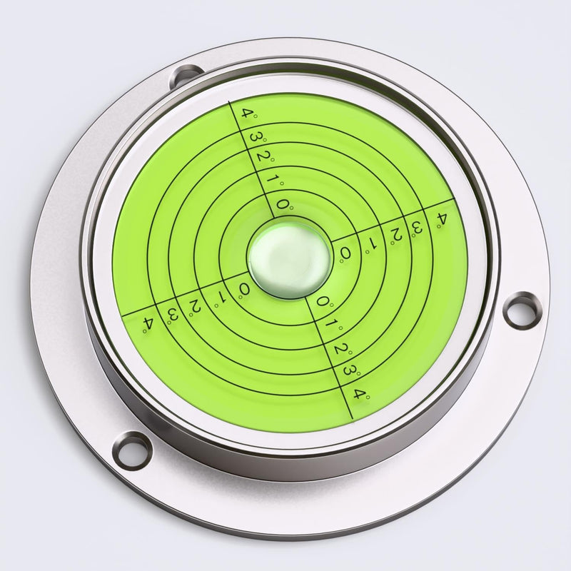 [Australia - AusPower] - Large Flanged Metal Circular Angle Spirit Bubble Degree Level (Green aqueous) 71mm Diameter with Degree Marking, (2 51/64 in) 