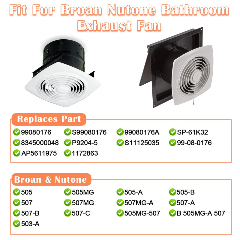 Hiorucet S99080176 99080176 Vent Fan Motor for Broan Nutone 505-B, 505-A, 505, 505MG, 507-A, 507-B, 507-C, 507, 507MG, 503-A Exhaust Fan Replacement Part, Side Discharge Fan Ventilation Motor SP-61K32 S99080176 Fan Motor Exhaust Fan Motor
