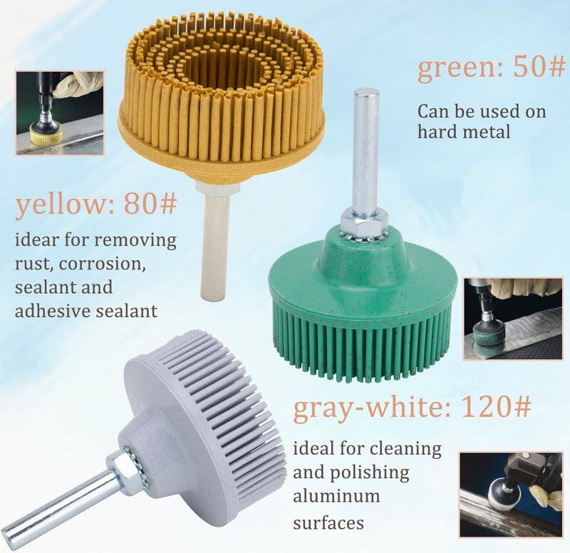 [Australia - AusPower] - 2 Inch Bristle Disc Grit Abrasive Bristle Disc, 6 Pieces Roloc Bristle Disc Grade 50# 80# 120# with 1/4 Inch Shank Abrasive Coating Removal Disc for Metal 
