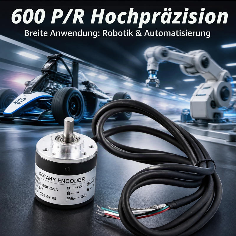 Incremental Encoder, Encoder Arduino, Rotary Encoder, Rotary Encoder, Rotary Encoder, Rotary Encoder 600p/r 5v-24v From 2 Phase Shaft 6 mm Incremental Encoder Optical Rotary Encoder for Measuring Speed