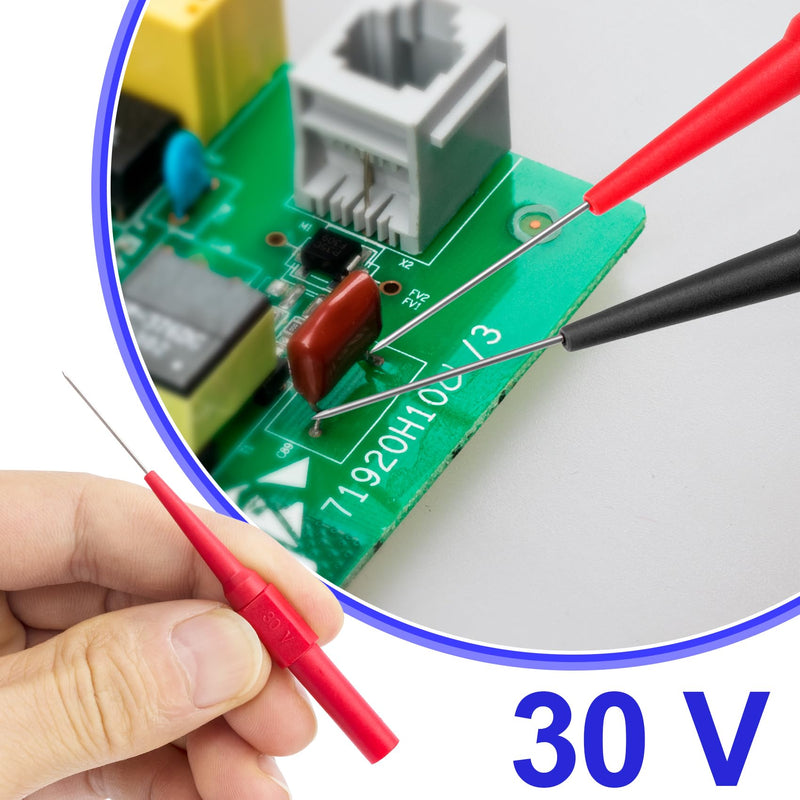 [Australia - AusPower] - 4 pcs Test Probe Pins, Stainless Steel Insulation Non-Destructive Pin, 0.7 mm Wire Piercing Probe Pin, Multimeter Probes for 4mm Banana Socket - Black, Red 