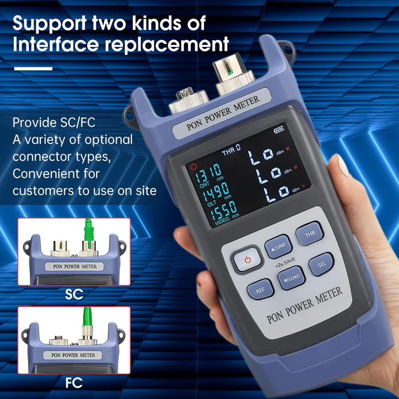 [Australia - AusPower] - PON Optical Power Meter with SC/FC APC Connector, Optical Fiber Test Equipment for PON Network 1 PON OPM-APC 