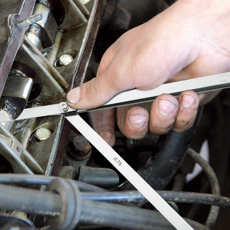 [Australia - AusPower] - 17 Blades Long Feeler Gauge 0.02-1.00 mm, Stainless Steel Feeler Gauge Dual Marked Metric and Imperial Measuring Tool(0.02-1.00 mm, 17 Blades) 