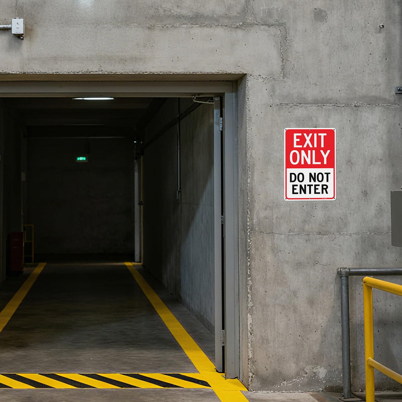 T&R Large Exit Only Do Not Enter Sign - 4 Pack - 14 x 10 Inches Rust Free .040 Aluminum Reflective - UV Protected, Waterproof, Weatherproof and Fade Resistant - 6 Pre-drilled Holes 14" x 10" - 4 pack - Exit Only Do Not Enter