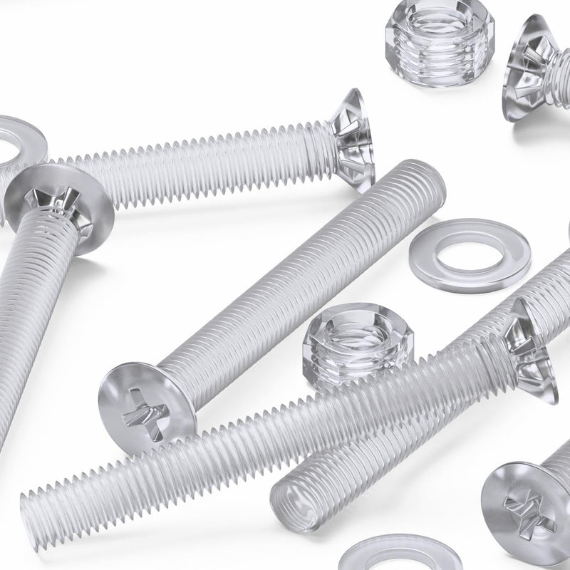 [Australia - AusPower] - 20 x Crosshead Countersunk Screw Nuts and bolts, Transparent Clear Plastic Acrylic, M5 x 40mm - Acrylic Plastic Screws, (13/64 x 1 37/64 in) 