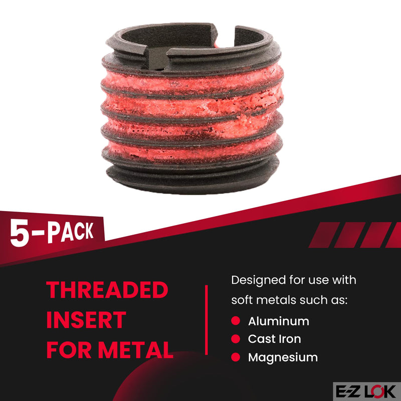 [Australia - AusPower] - E-Z Lok Externally Threaded Insert, C12L14 Carbon Steel, Meets AISI 12L14, 5/8"-11 Internal Threads, 1"-8 External Threads, 0.781" Length, Made in US (Pack of 5) 7/8" 