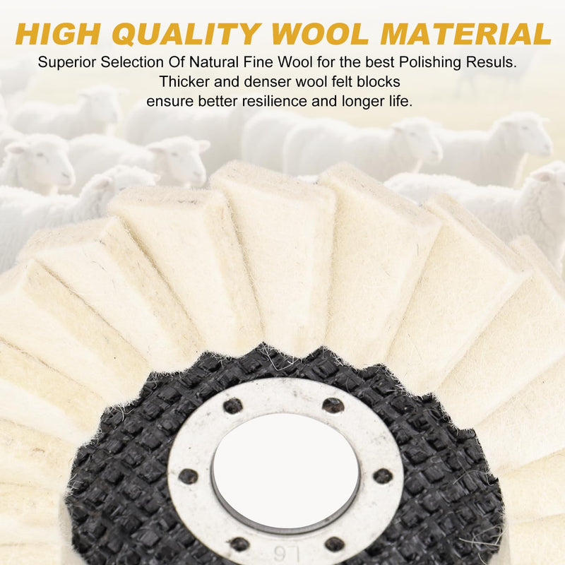 Wool Felt Flap Polishing Disc - Wool Felt Flap Discs Polishing Wheel, 6 PCS 4.5 Inch Wool Polishing Wheel for Angle Grinder,Car Wax 4.5IN6