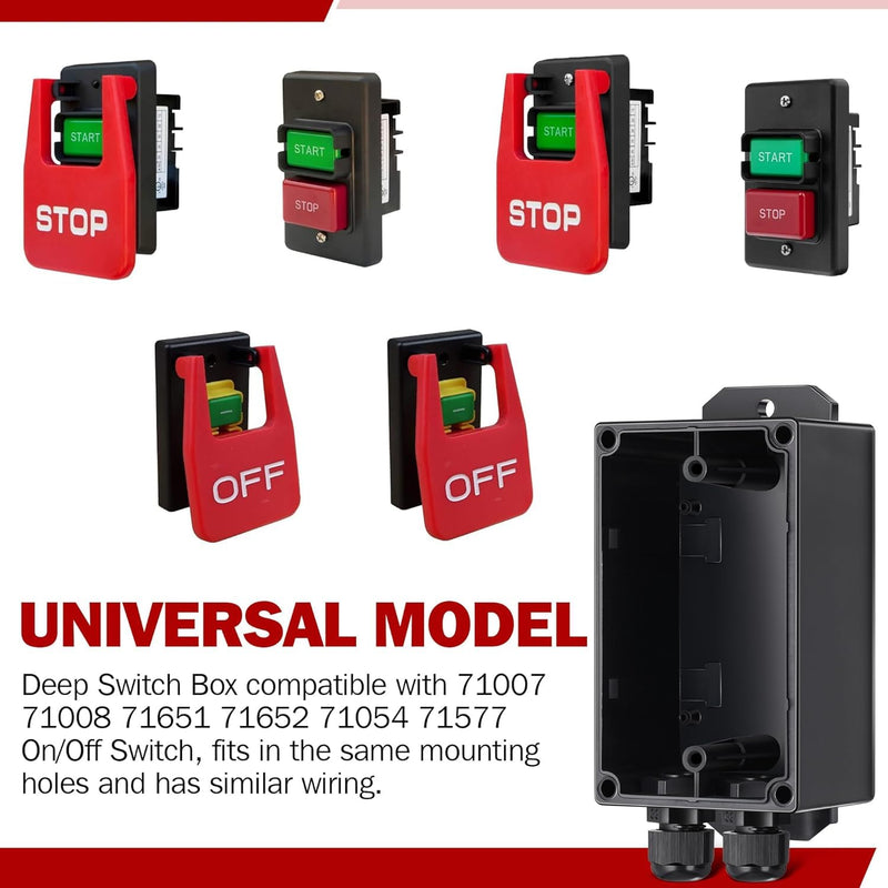 Dreyoo 2 Set 120V/230V Dual Voltage Single Phase On/Off Switch with Deep Switch Box Hardware, Efficient 120V 2HP Switches On Off, Fast Power Off for Table Saw, Router Table, Drill Press, Bench Saw