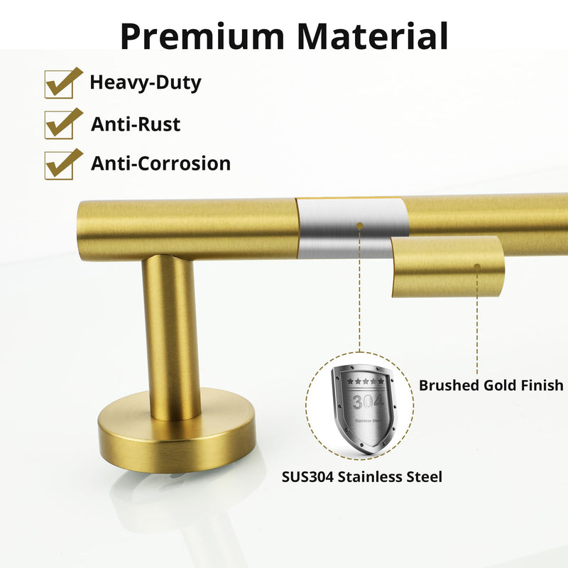 SAYAYO Towel Racks for Bathroom, 31.5 Inch Towel Bar Brushed Gold, Towel Rod Wall Mount, SUS304 Stainless Steel Towel Holder (29 Inch Total Length) 31.5" (29" Hanging Length)