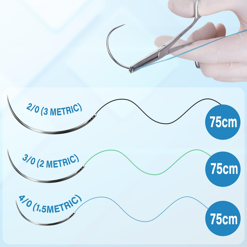 [Australia - AusPower] - Suture Practice Kit with Needle Plus Tools for Medical Student Training Only (12 Mixed Thread) 