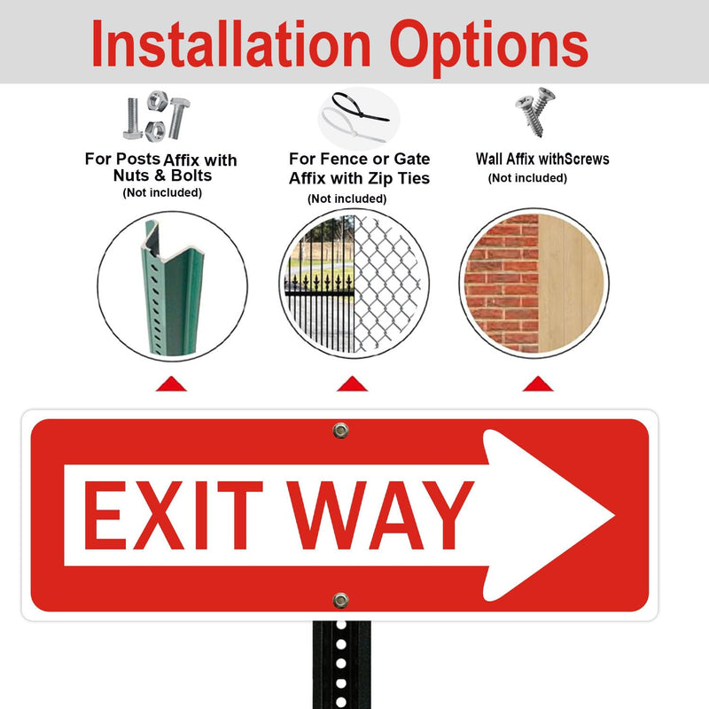 Exit Way Signs with Arrows, 18x6 Inches, Red and White, Reflective Aluminum, Left and Right Direction, 2-Pack red and white - Left and Right Exit