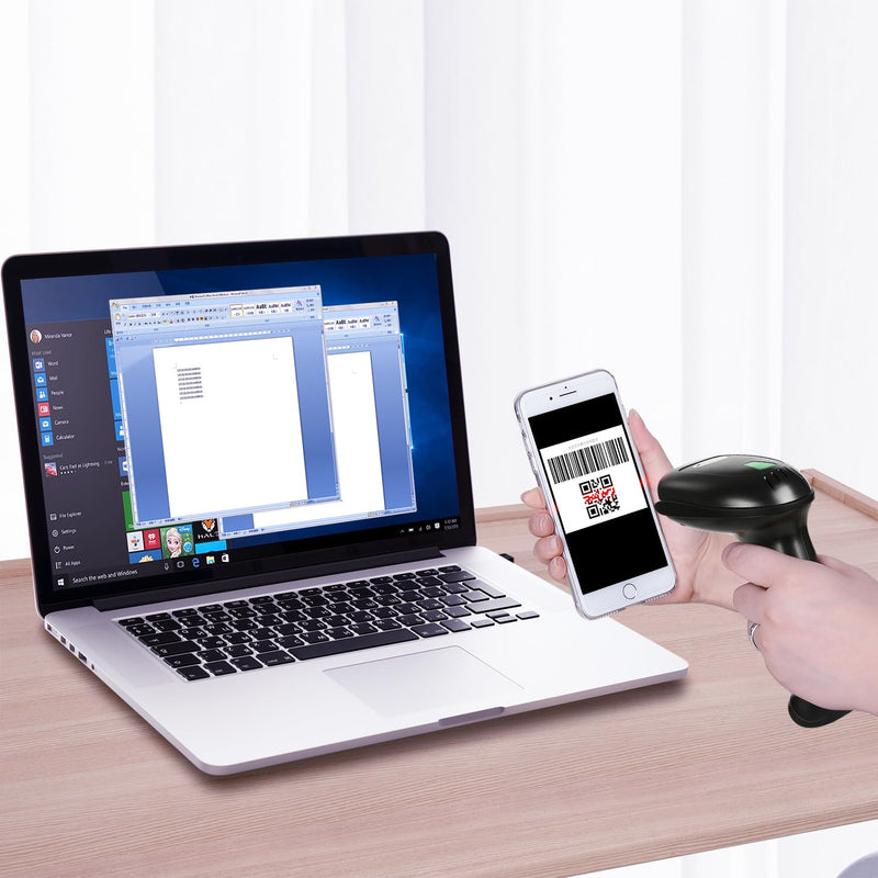 [Australia - AusPower] - WoneNice Wireless Barcode Scanner, 2D QR Handheld Scanner for iOS Mac Windows, Plug and Play USB Cordless 1D Barcode Reader for Retail Store Warehouse Inventory 