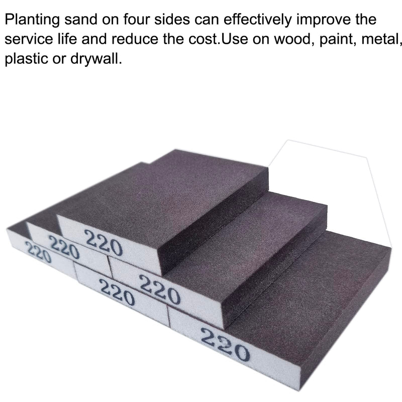 [Australia - AusPower] - 6 Pack 220 Grit Superfine Sanding Sponge, Washable and Reusable Great for Pot Brush Pan Brush Sponge Brush Glasses Sanding Wood Sanding Metal Sanding (220 Grit-6 Pack) 