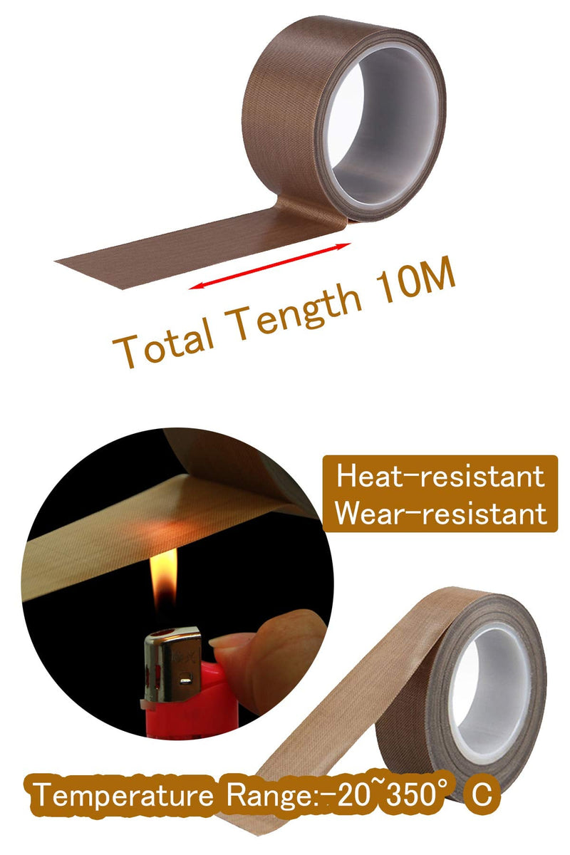 DY.2ten PTFE Coated Fiberglass Telfon Tape, 0.75" x 33 Feet, high Temperature Tape,Welding Sealing Tape,Drying Mechanical Conveyor Belt, Teflon Tape for Vacuum Sealer Machine 0.75inch x 33 Feet