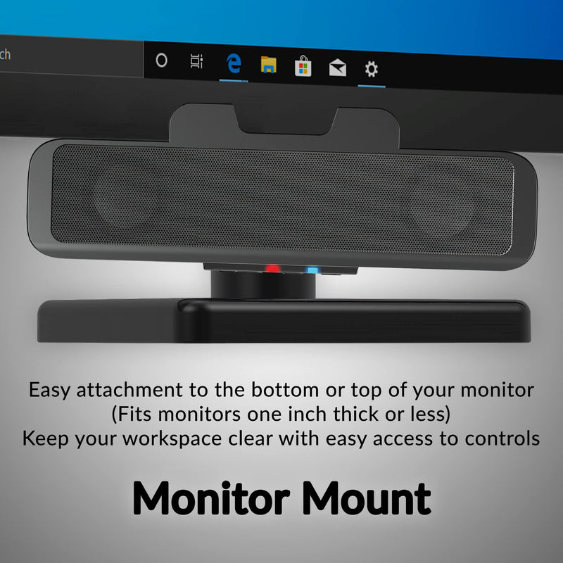 [Australia - AusPower] - Cyber Acoustics USB & Bluetooth Speaker Bar (CA-2890BT) – USB Powered Speaker with Speakerphone for PC and Bluetooth to Simultaneously Connect to Smartphones, Clamps to Monitor, Convenient Controls USB and BT 