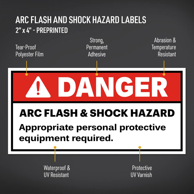 Avery Arc Flash/Danger Labels, Waterproof, UV Resistant, Preprinted, 2" x 4", 20 Warning Decal Labels 2" x 4" 20 labels