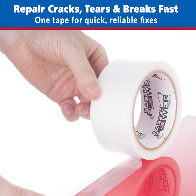 Gaffer Power Clear Repair Tape 2” x 20 Yards – Semi-Transparent Waterproof Duct Tape for Discreet Repairs, Sealing & Patching – Heavy Duty, Weather Resistant 2 Inch x 20 Yards