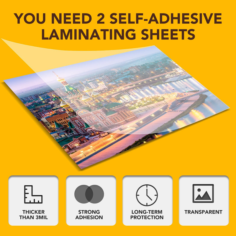 [Australia - AusPower] - 25 Pack Self Adhesive Laminating Sheets, 9 X 12 Inch, Clear Sticker Laminate Sheets Waterproof for Documents, Photos, No Machine Needed Heatless Durable 9*12 in 25P 