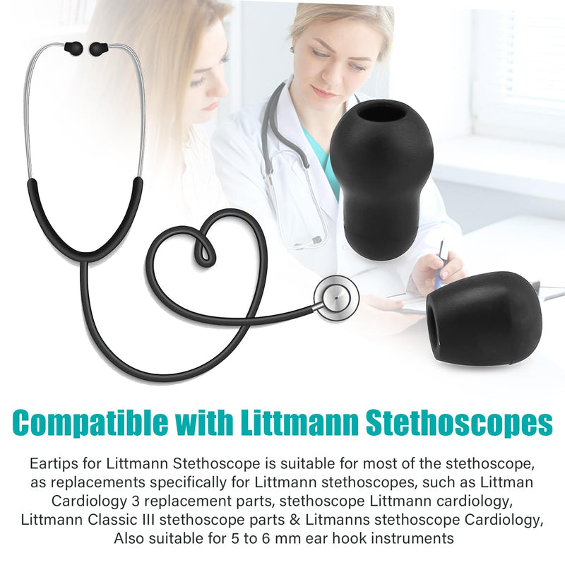 [Australia - AusPower] - Stethoscope Ear Tips Replacement for Littmann Stethoscopes, Compatible with Littman Ear Tips, Stethoscope Ear Pieces, Cardiology IV Parts and Littmann Stethoscope Parts - Soft Sealing Eartips (8 PCS) 